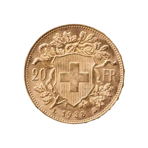 20 francs croix suisse pile